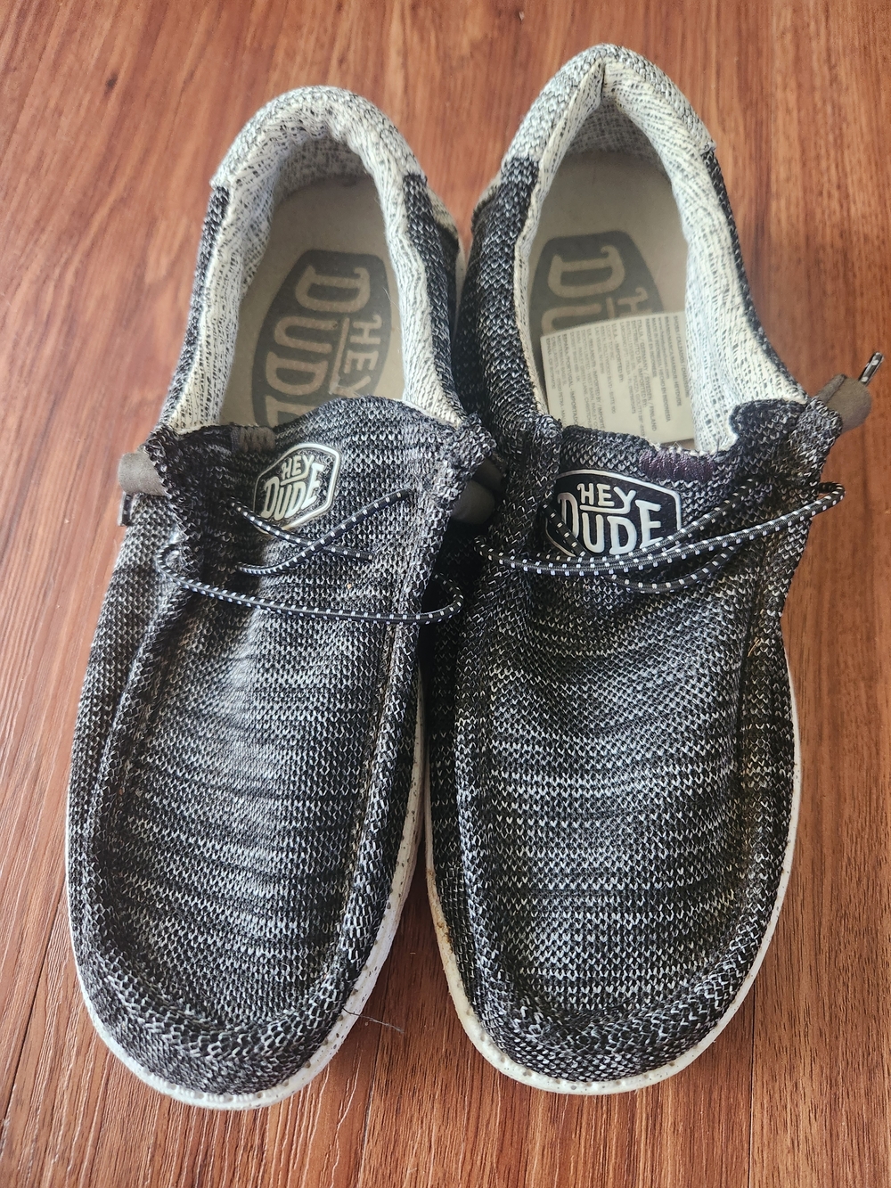 Hey Dude Men’s Slip-On Loafers in Black and Gray Knit